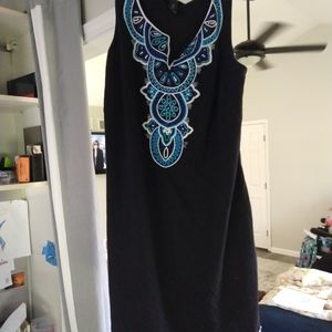 Macys INC brand black embroidered summer dress